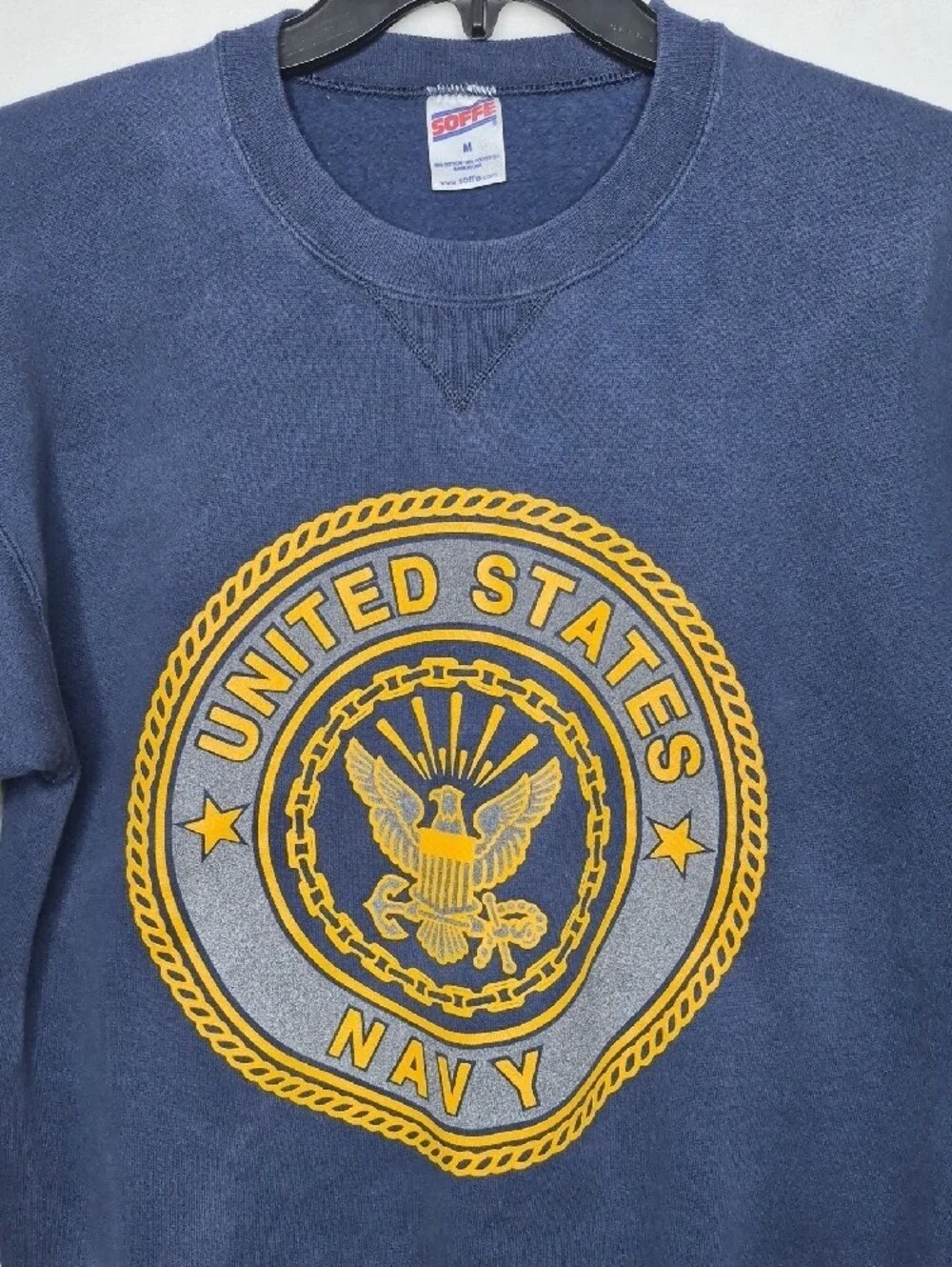 Vintage Soffe US Navy Double Sided Crewneck Sweatshirt Blue Gold Crest Medium